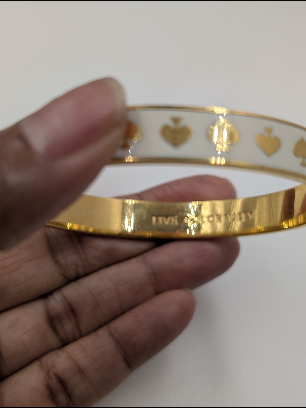 Kate Spade New York Spade Floral Cream Enamel Bangle Bracelet Gold Tone 0215 - Picture 6 of 8